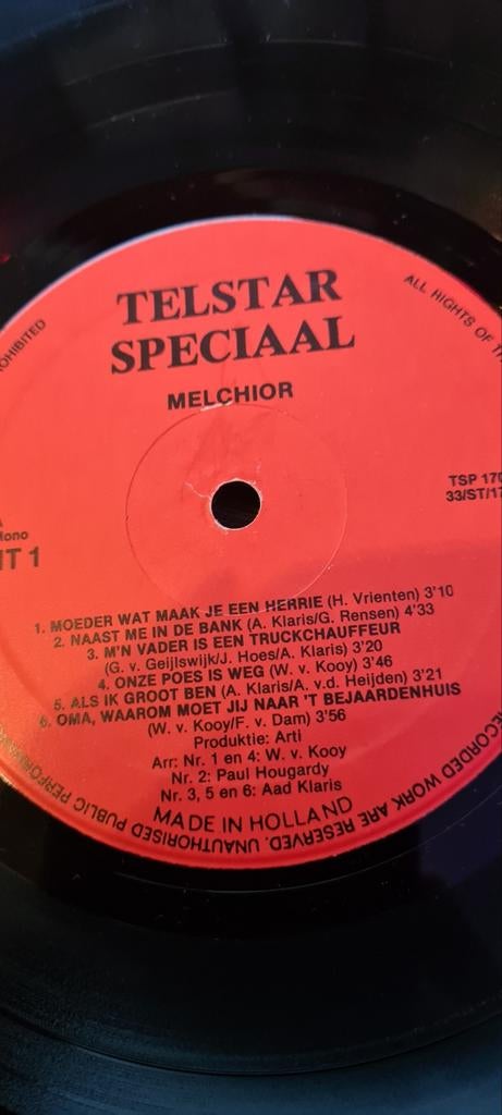 Melchior LP - Telstar Speciaal (zonder hoes), Gebruikt, Ophalen of Verzenden, 1970 - 1979, Levenslied of Smartlap