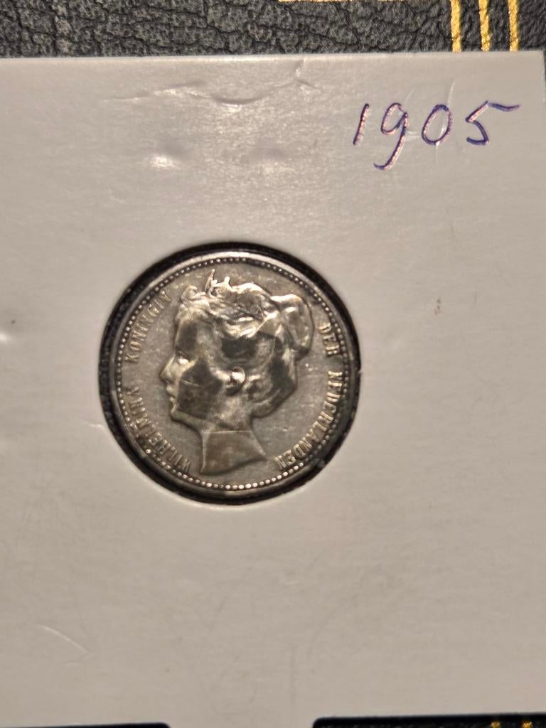 Zilveren 25 Cent Munt Koningin Wilhelmina 1905, Postzegels en Munten, Munten | Nederland, Zilver, 25 cent, Ophalen of Verzenden