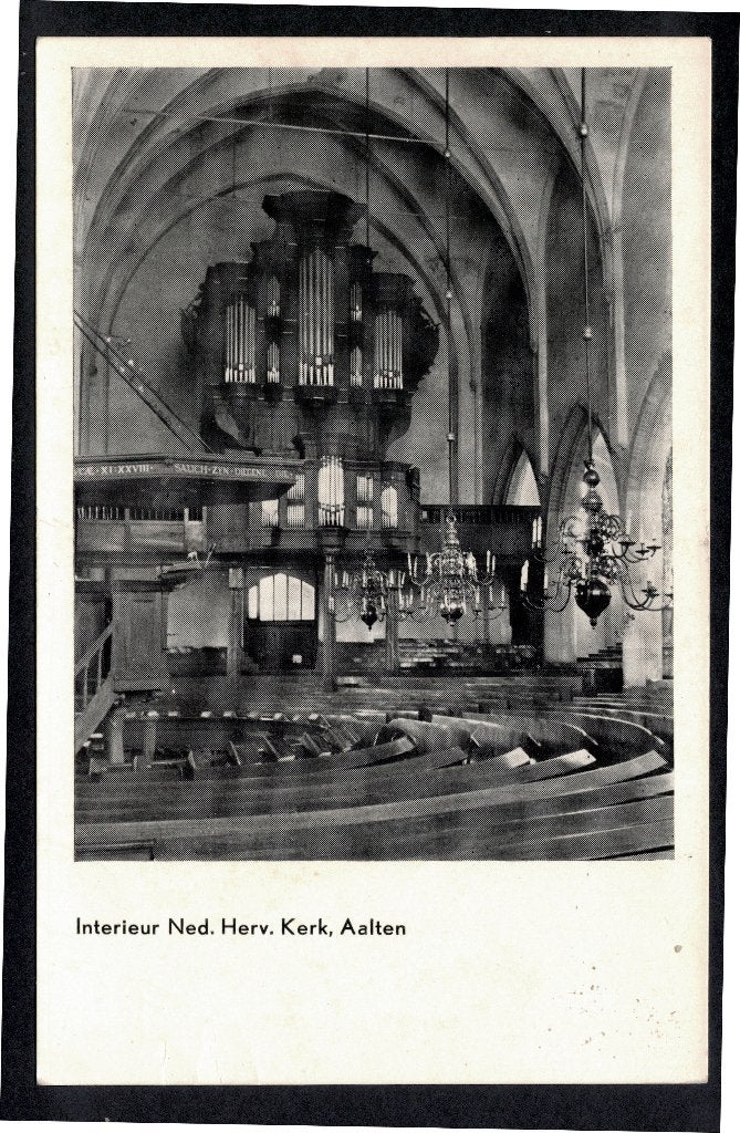 Aalten, Interieur Ned. Herv. Kerk., Verzamelen, Ophalen of Verzenden, 1940 tot 1960, Ongelopen, Gelderland