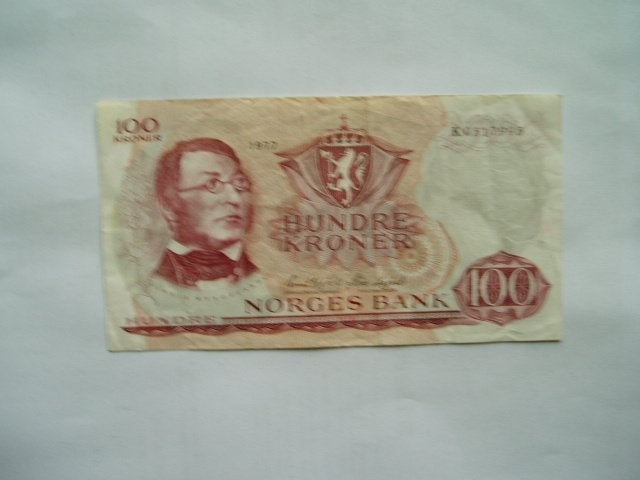 1764. Noorwegen, 100 kroner (1962-1977) Henrik Wergeland., Verzenden, Overige landen, Los biljet