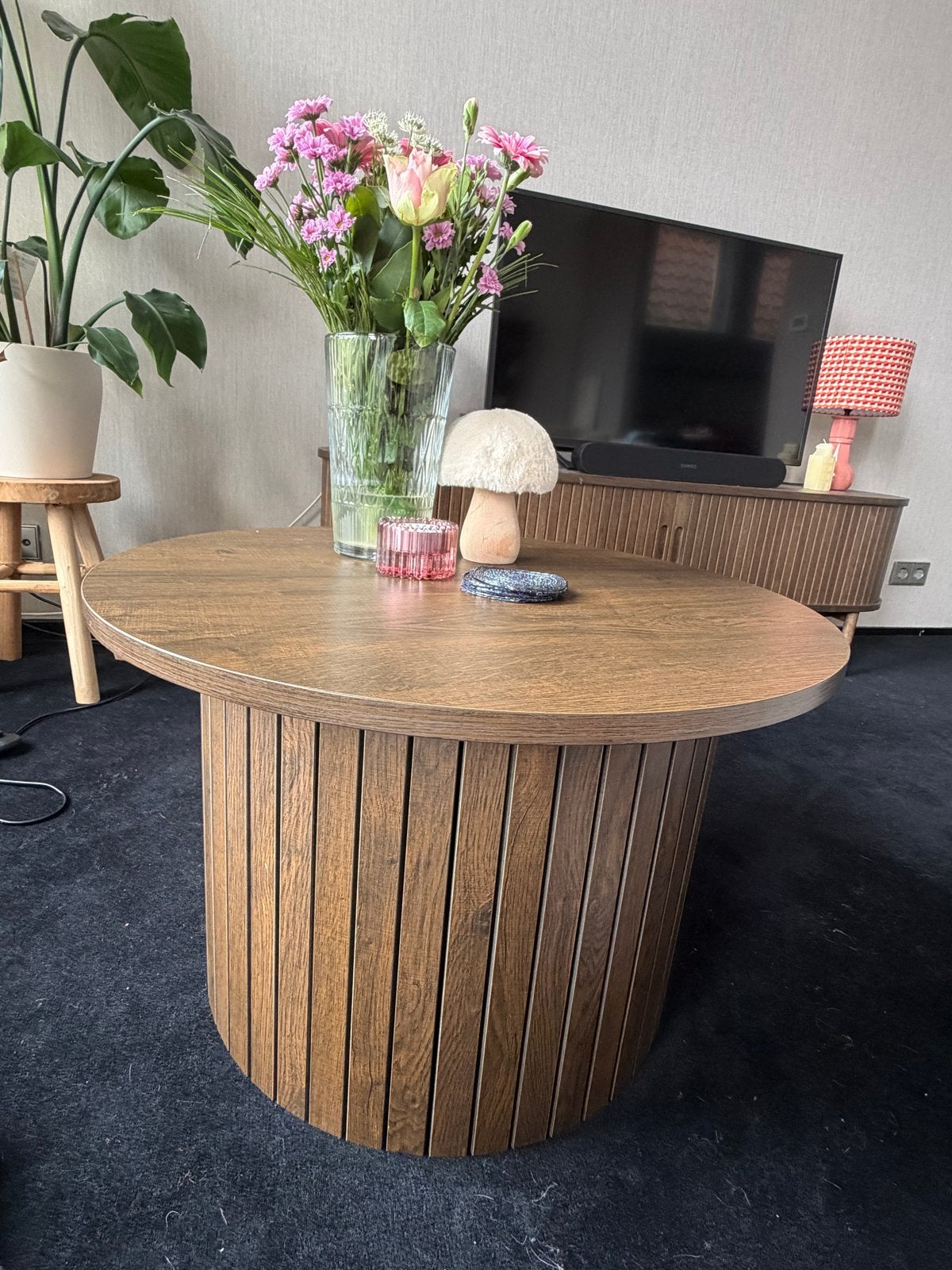 JYSK SPODSBJERG Salontafel - Rond, Houtlook, Ophalen, Rond, 50 tot 100 cm, Zo goed als nieuw