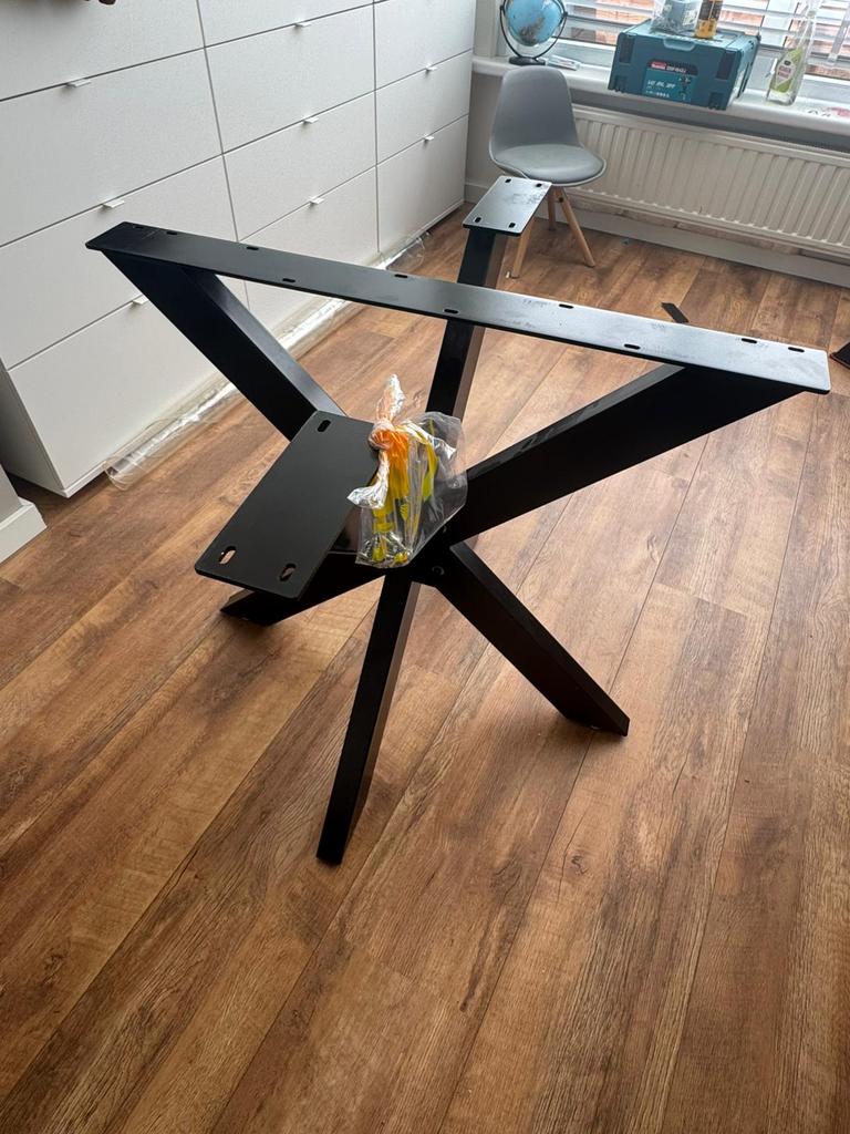 Zwart stalen onderstel B850xD850xH725mm met stelpootjes, Ophalen, Tafelpoot, 50 tot 100 cm, Vierkant