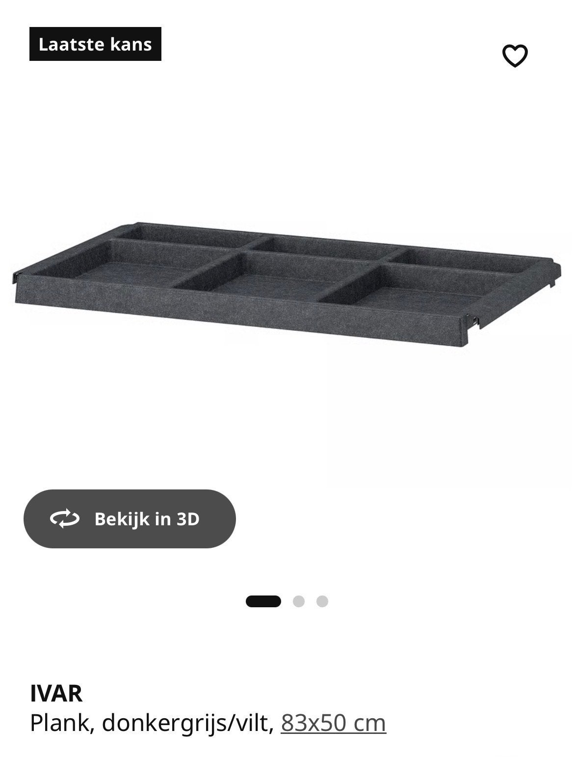 4x IVAR Plank donkergrijs/vilt, 83x50 cm, Huis en Inrichting, Kasten | Overige, Nieuw, Ophalen