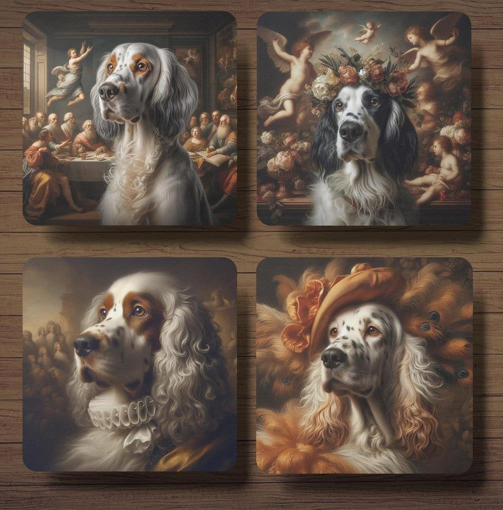 Engelse Setter Barok onderzetters met houder, Verzenden, Nieuw, Glas of Kopje
