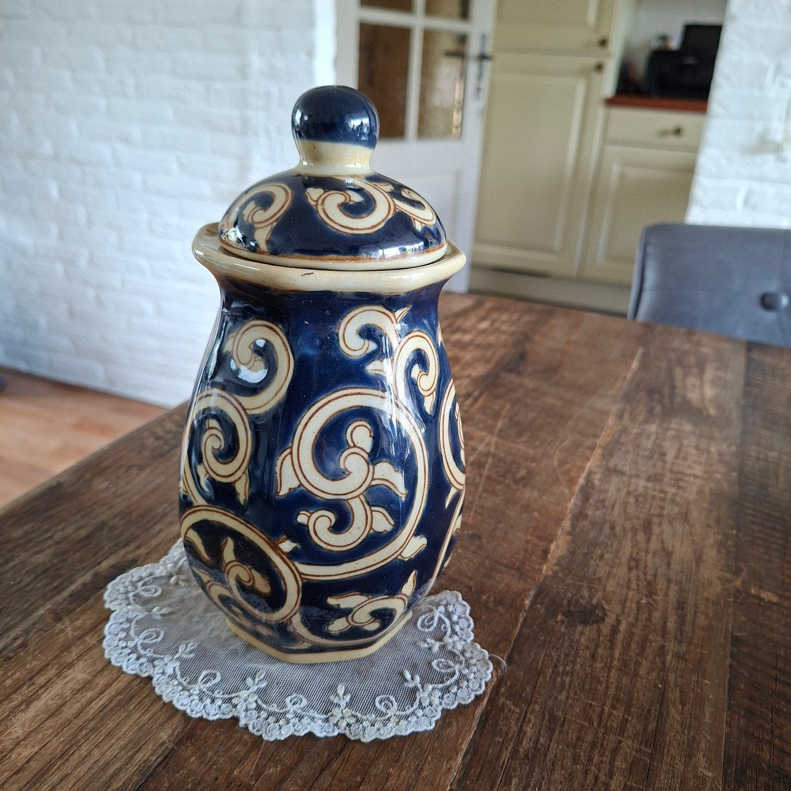 Chinese  Blauwe Pot met Deksel 21 cm groot, Ophalen of Verzenden