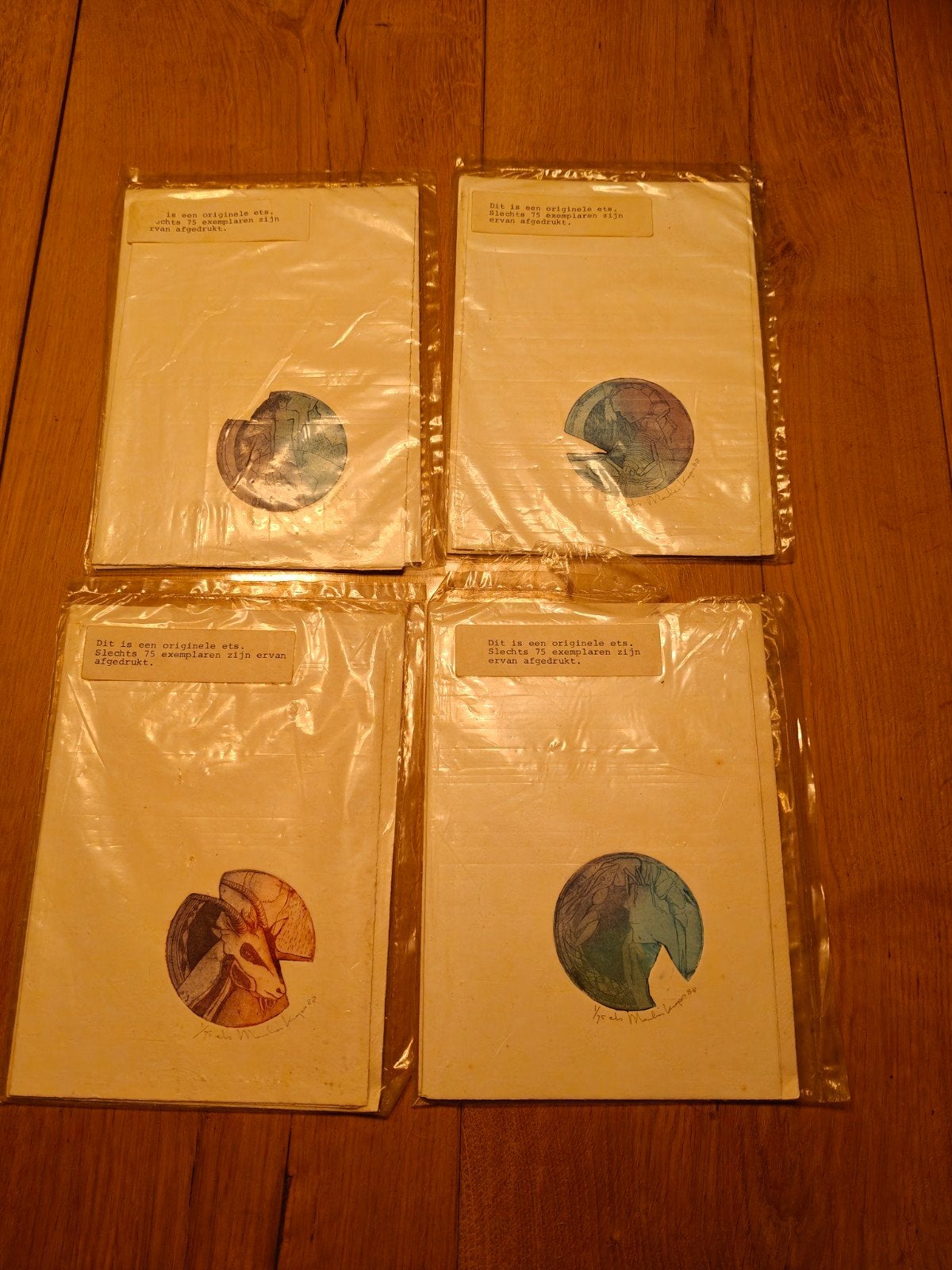 4 etsen Marlies Knops 1988, Ophalen of Verzenden