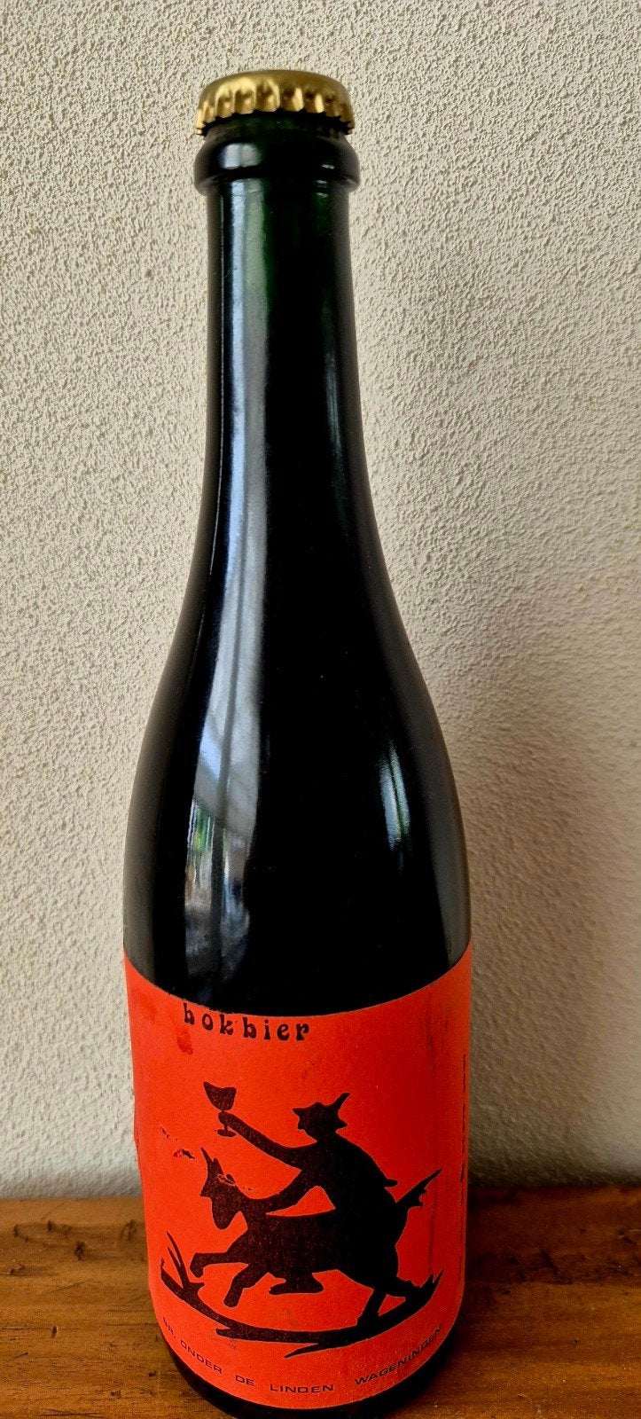 1990! fles 0,75 ltr Bokbier Br. Onder de Linden Wageningen., Verzamelen, Ophalen of Verzenden, Zo goed als nieuw, Flesje(s), Overige merken