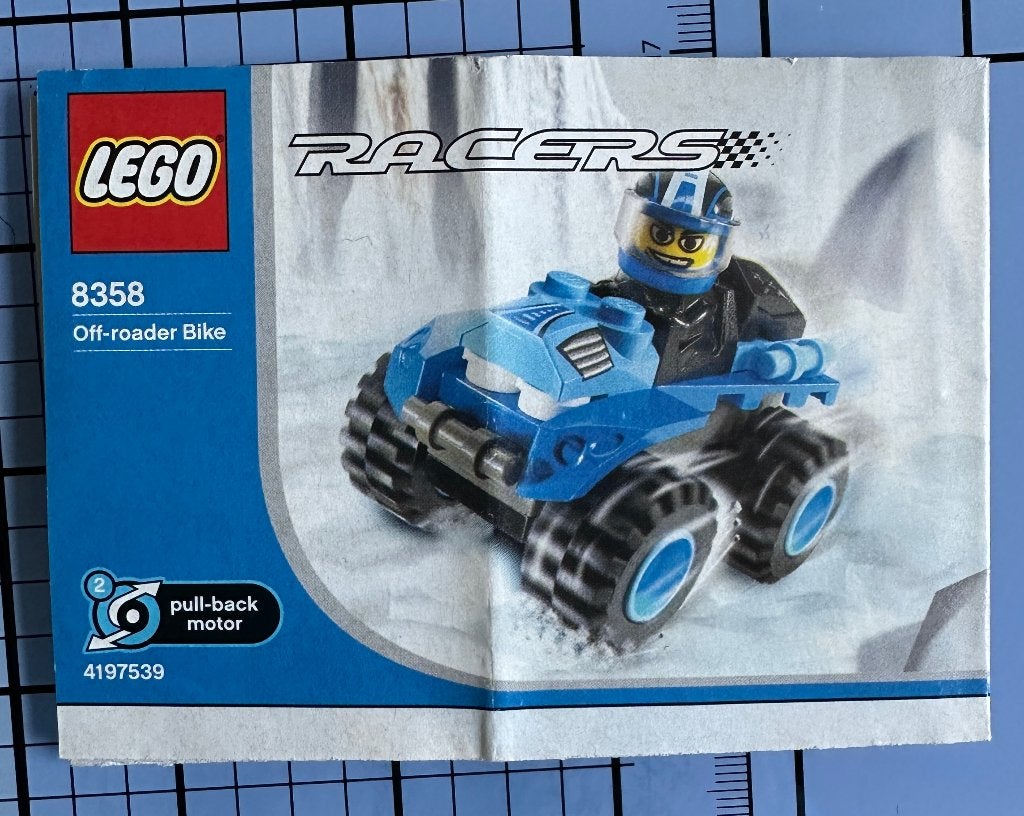 Lego Racers 8358 Off-roader Bike met pull-back motor, Gebruikt, Lego, Compleet, Ophalen of Verzenden