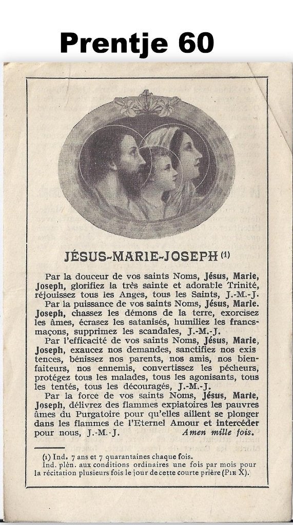 Bp60 prentje jesus maria jozef, Ophalen of Verzenden, Gebruikt, Kaart of Prent