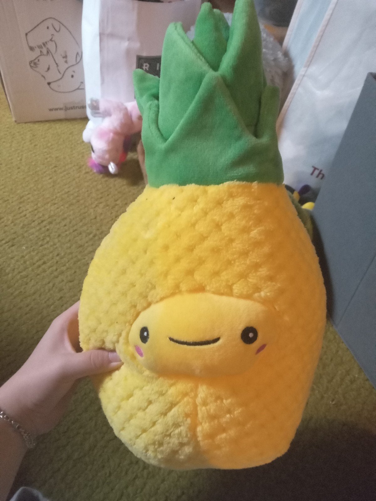 Leuke ananas knuffel met vrolijk gezicht, Ophalen, Overige merken, Overige typen, Middelgroot (20 tot 80 cm)