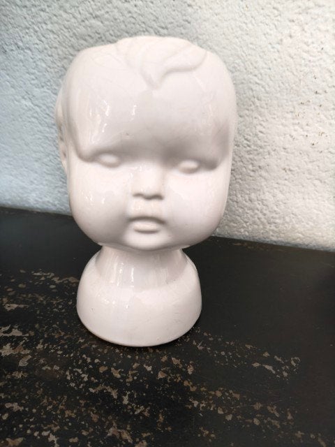 Vintage bloempot wit hoofd baby, Gebruikt, Binnen, Ophalen of Verzenden, Overige vormen