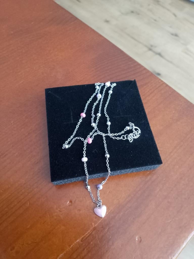 Nieuwe Zilveren Kinderketting met Hartje - Lucardi, Ophalen of Verzenden, Nieuw, Zilver, Ketting