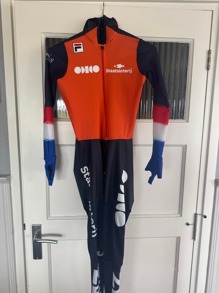 Nederlands schaatspak wedstrijdpak rubber maat S, Ophalen of Verzenden, Zo goed als nieuw, Overige typen, Overige merken