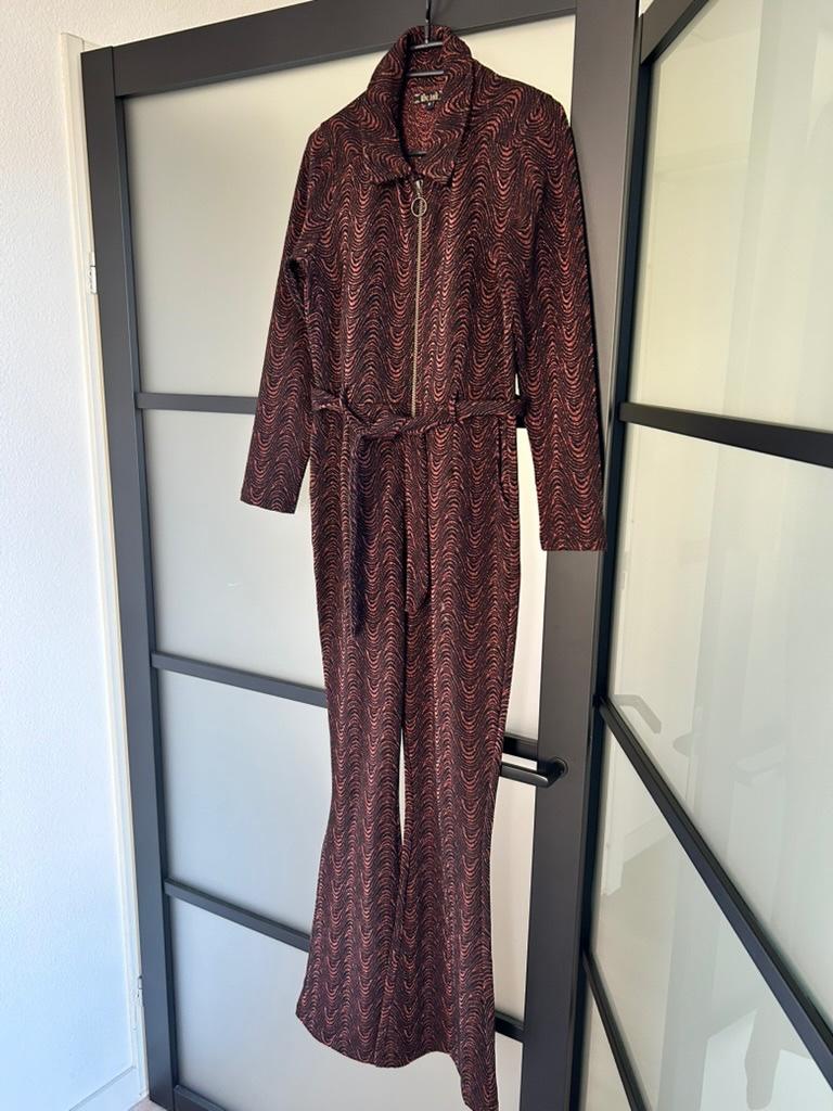 King Louie maat M glitter jumpsuit broekpak 2533, Kleding | Dames, Jumpsuits, Maat 38/40 (M), Bruin, Ophalen of Verzenden, Zo goed als nieuw