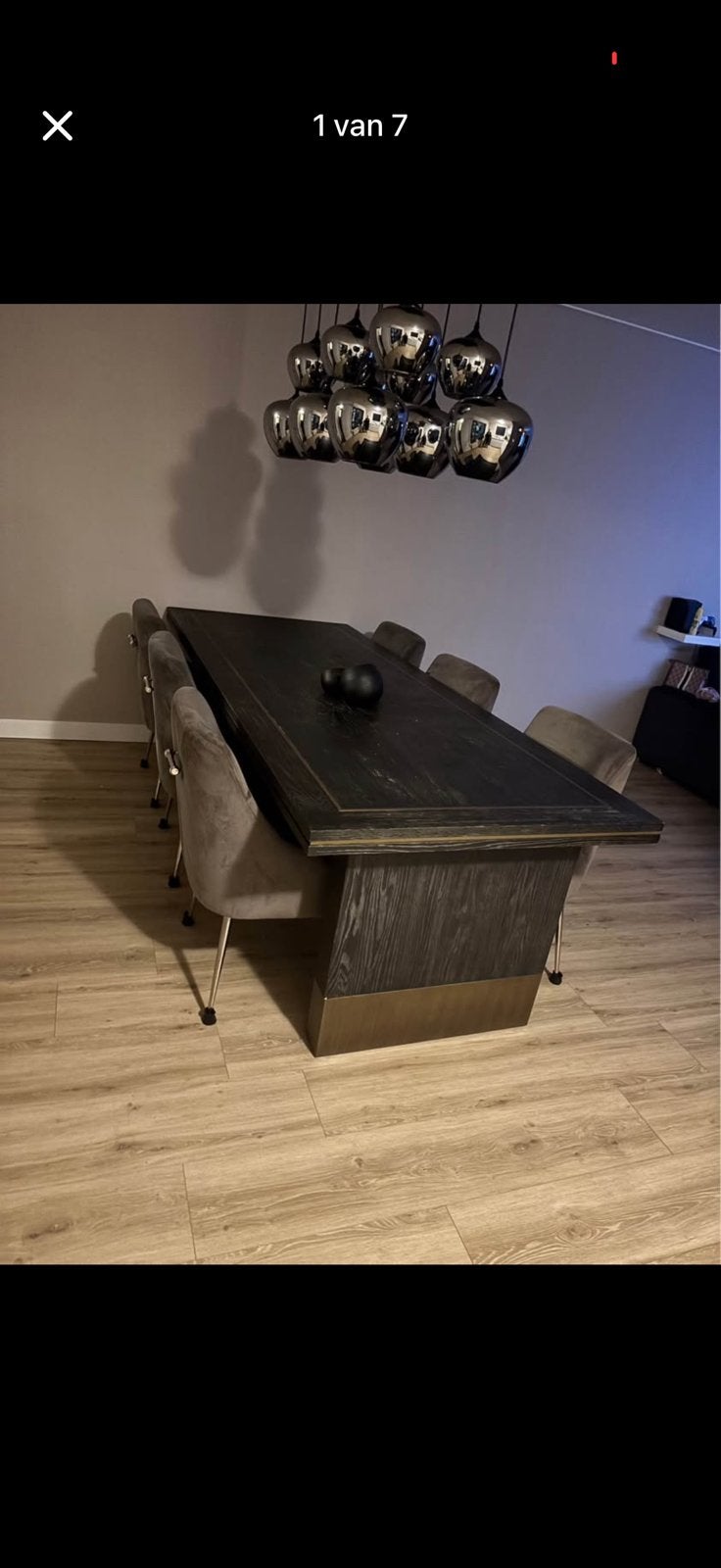 Richmond eetkamerstoelen  - Set van 6 in taupe stof TEAB, Huis en Inrichting, Stoelen, Ophalen, Overige kleuren, Zo goed als nieuw