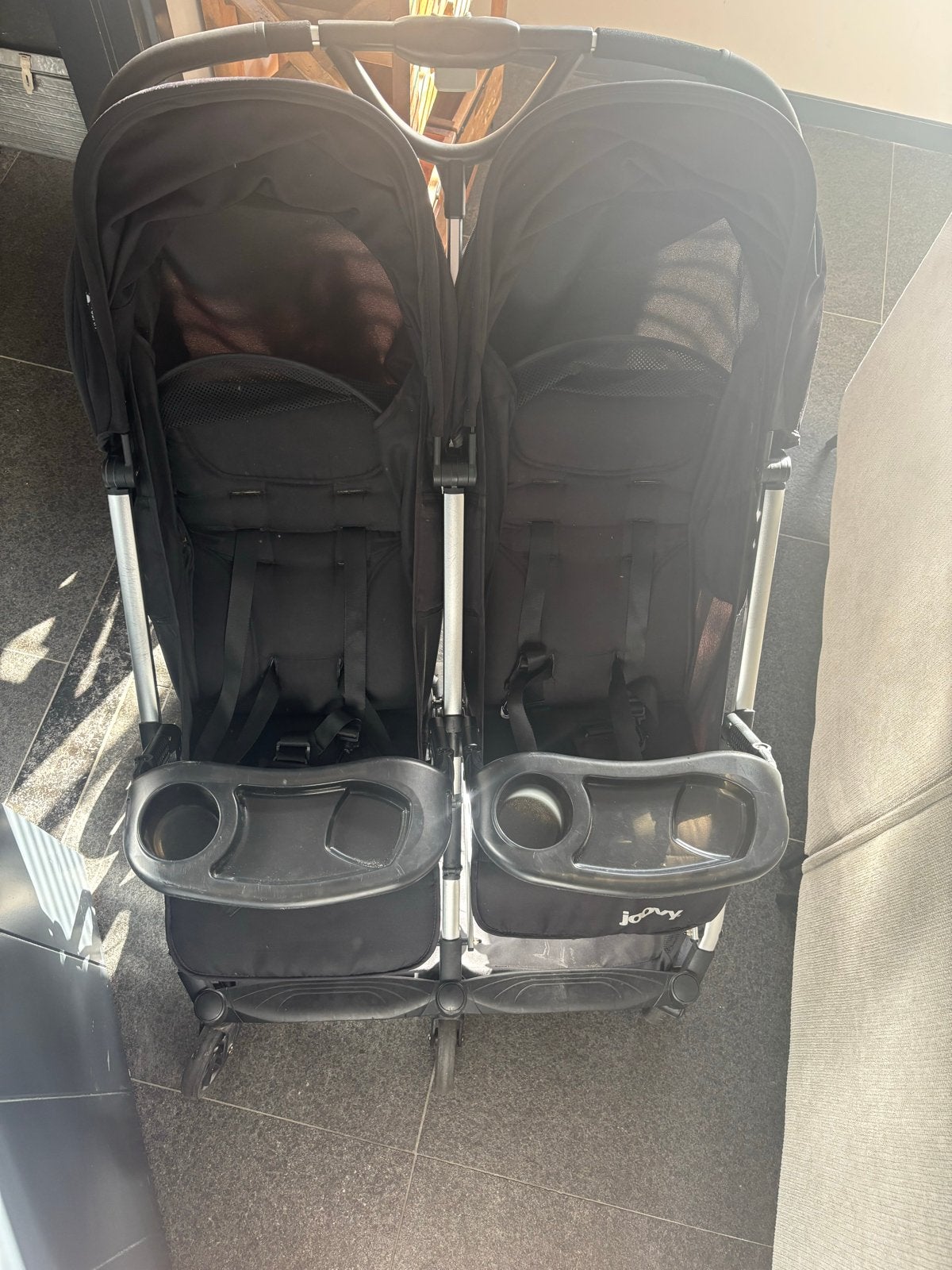 Joovy Caboose Ultralight Graphite Dubbele Kinderwagen, Kinderen en Baby's, Gebruikt, Duowagen, Ophalen, Kinderwagen