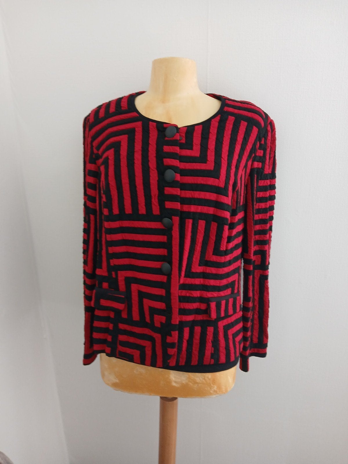 MAXIM  vest jasje rood zwart mt 46 48, Overige kleuren, MAXIM, Verzenden, Maat 46/48 (XL) of groter