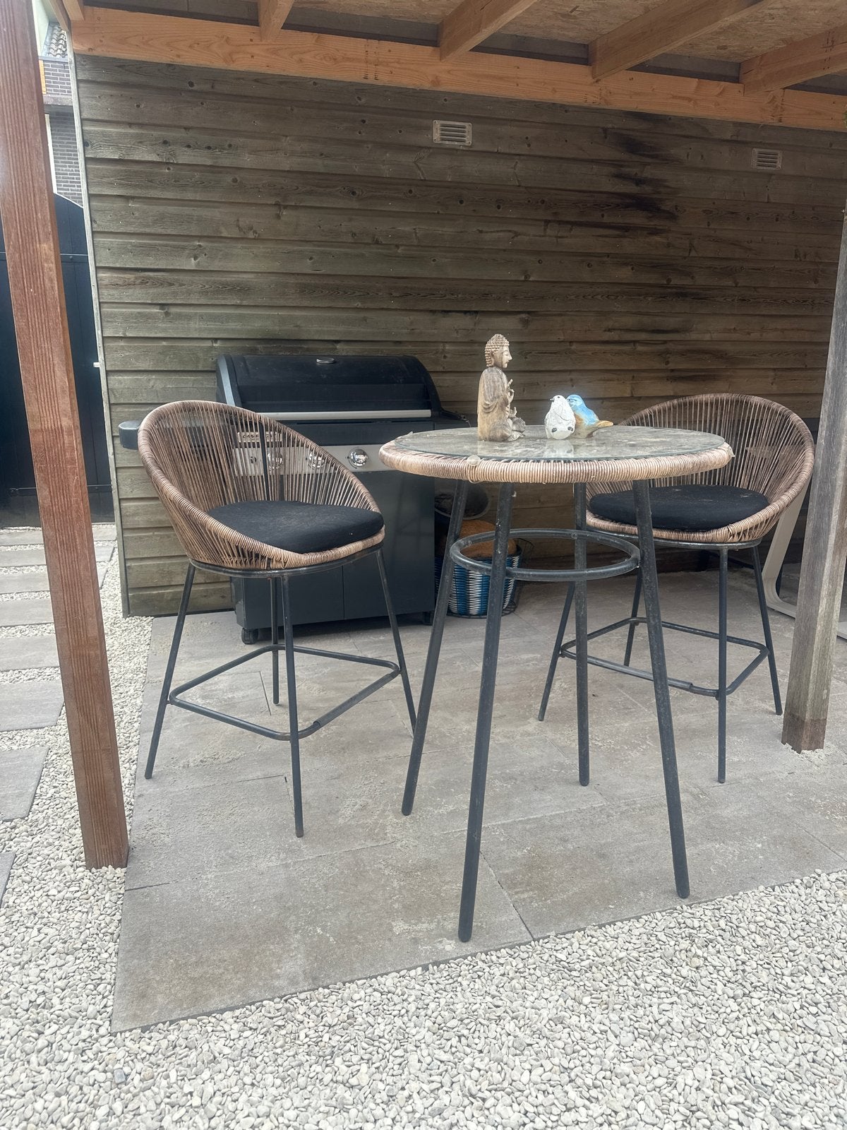 Hoge bistro set met statafel - Wehkamp, Overige materialen, Eettafel, Zo goed als nieuw, Tuinset