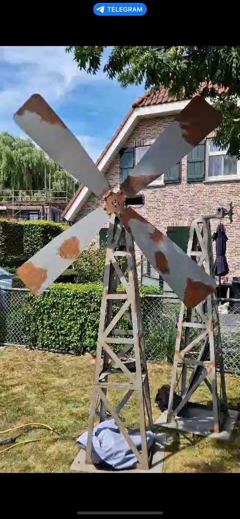 Handgemaakte decorstuk windwatermolen, Ophalen, Zo goed als nieuw