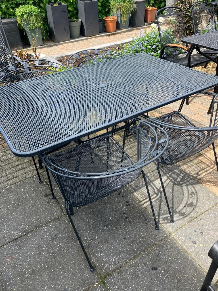 Tuinset 5-delig; 4 type Toledo stoelen en rechthoekige tafel, Tuin en Terras, Tuinsets en Loungesets, Ophalen, 4 zitplaatsen, Zo goed als nieuw