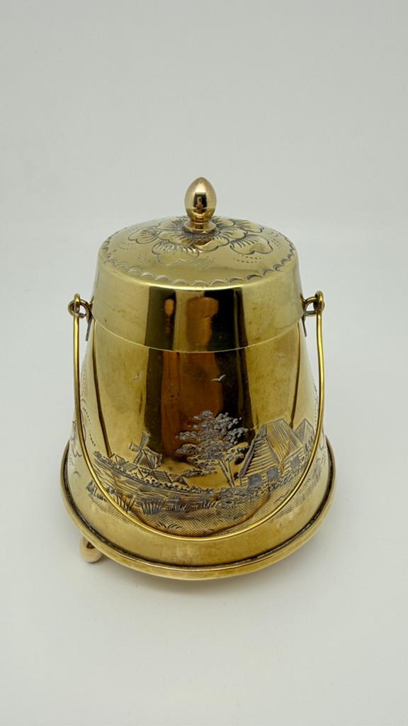 Antiek koperen doofpot met gravering. Friesche koperkunst, Antiek en Kunst, Antiek | Koper en Brons, Verzenden, Koper