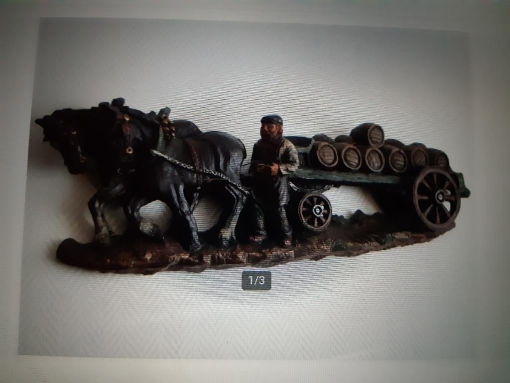 Bierwagen met paarden, Ophalen, Natuurlijk materiaal, 35 cm, 100 cm