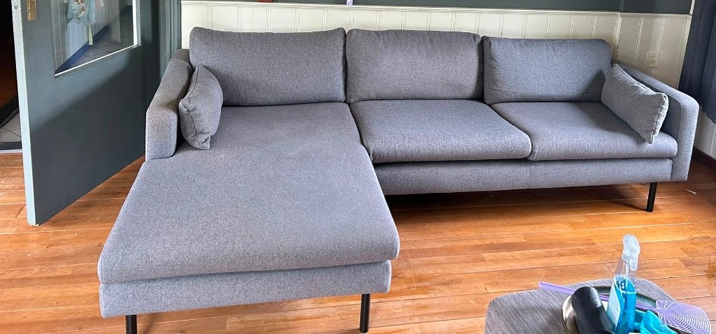 Driepersoonshoekbank, Huis en Inrichting, Ophalen, Gebruikt, Minder dan 75 cm, 150 tot 200 cm