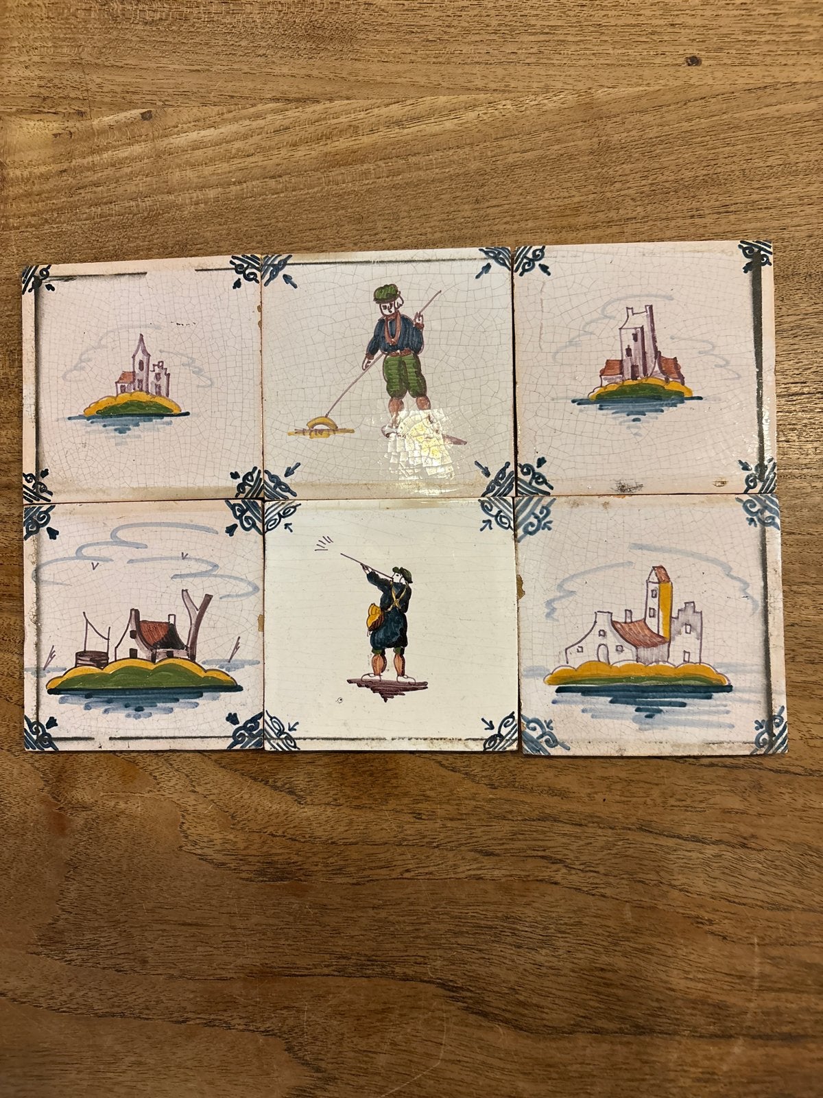 Set van 6 Antieke Hollandse Tegels met Scènes, Ophalen of Verzenden