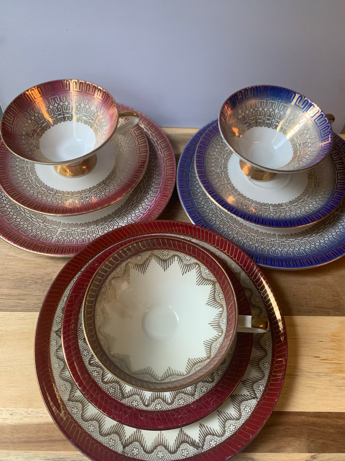 Vintage porseleinen theeservies - 6 sets, Antiek en Kunst, Ophalen of Verzenden