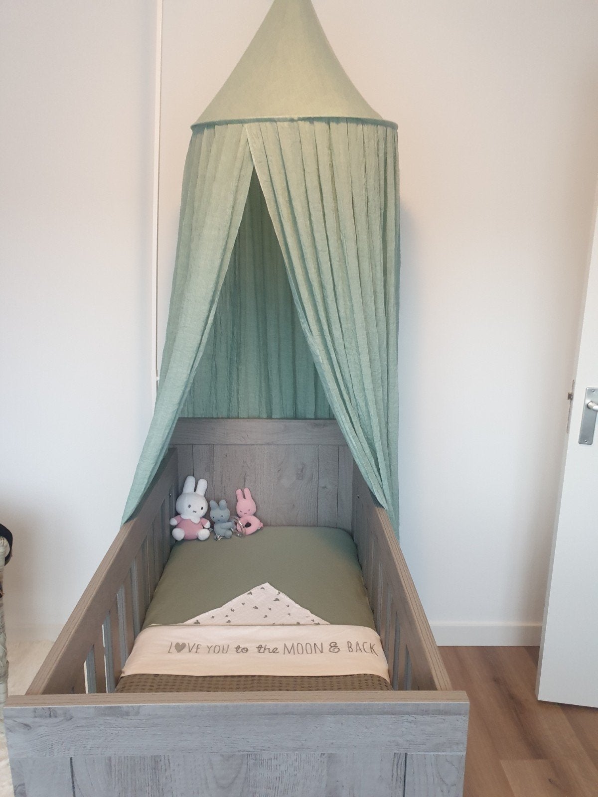 Mintgroene klamboe / bedhemeltje incl standaard, Kinderen en Baby's, Ophalen, Zo goed als nieuw, Ophangbaar, Klamboe
