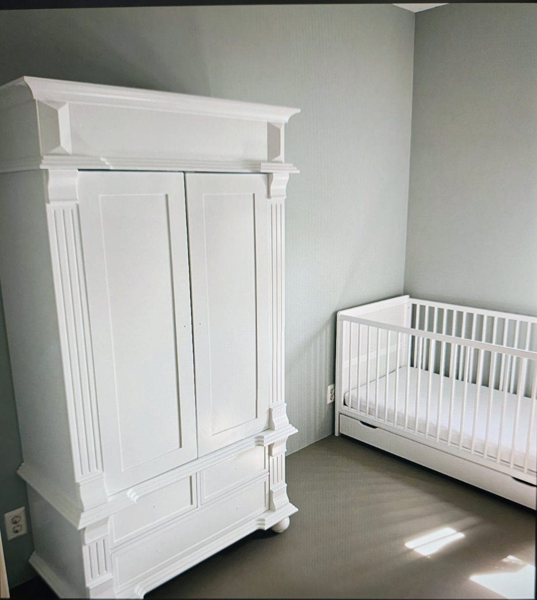 Witte babykamer – ledikant + kledingkast, Kinderen en Baby's, Kinderkamer | Complete kinderkamers, Ophalen, Gebruikt, Jongetje of Meisje