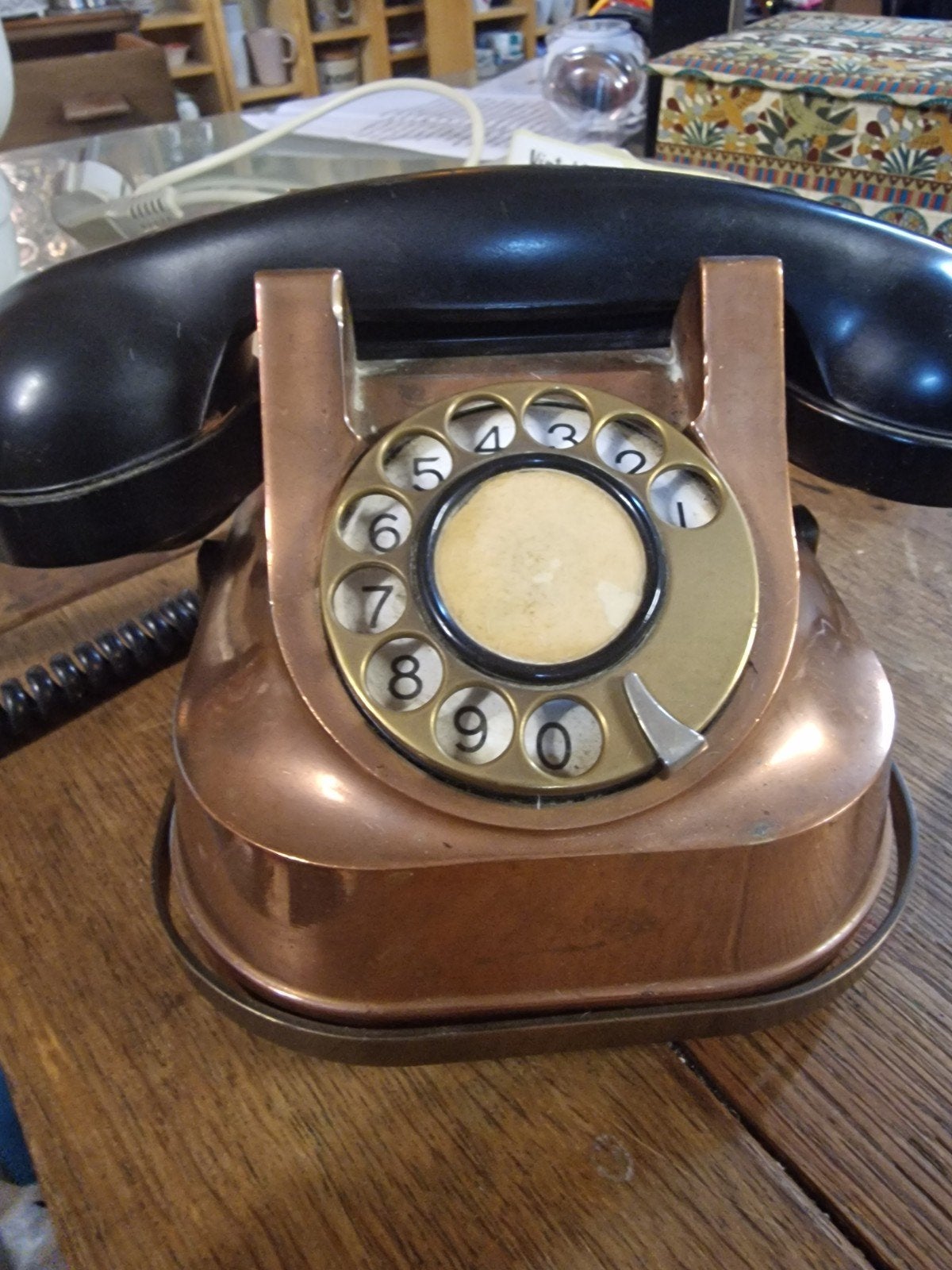 Vintage Koperen Telefoon met Draaischijf - Decoratief, Ophalen