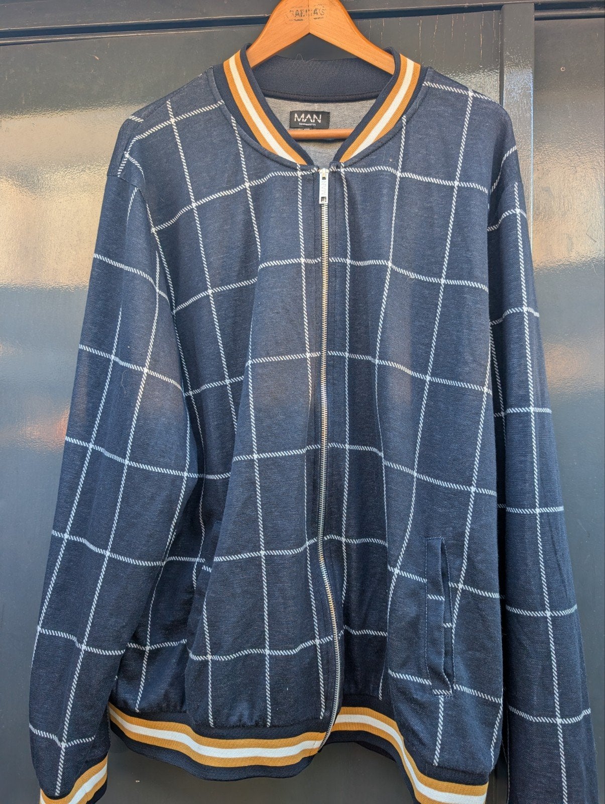 Boohoo MAN 4XL blauw wit oker geruite jas, Boohoo MAN, Meerkleurig, Overige maten, Ophalen of Verzenden