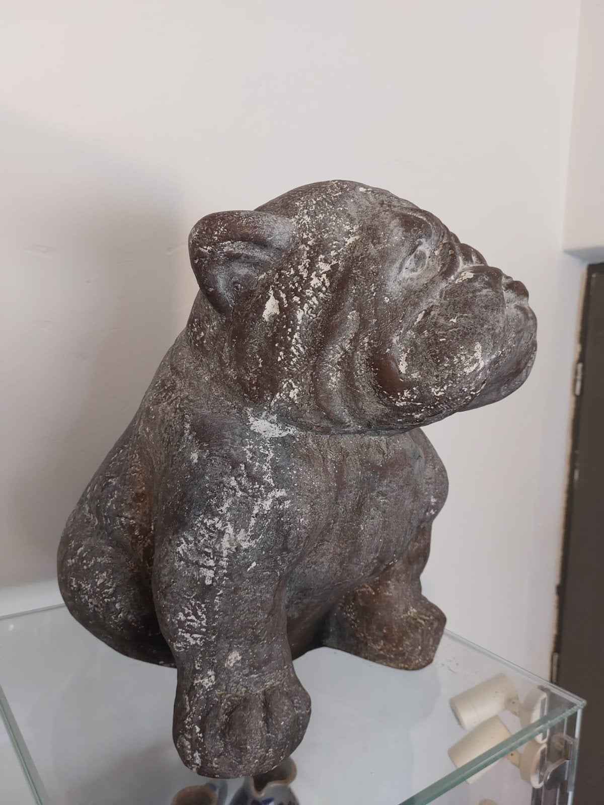 Vintage Bulldog Beeld  kunstof, Antiek en Kunst, Ophalen, Weerbestendig, Kunststof, Zoogdier