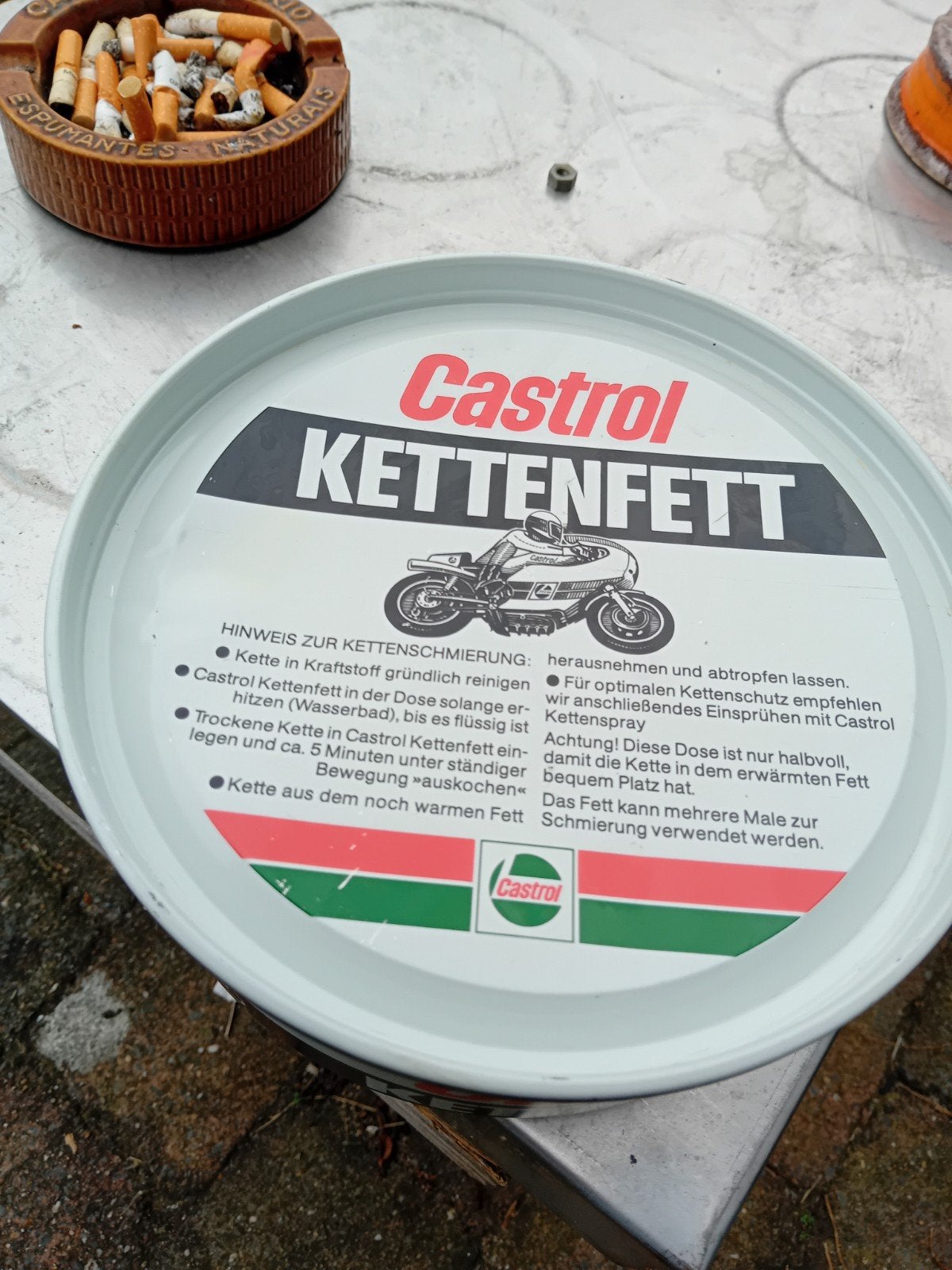 Castrol Kettenfett - Blik met restant kettingvet, Motoren, Ophalen of Verzenden
