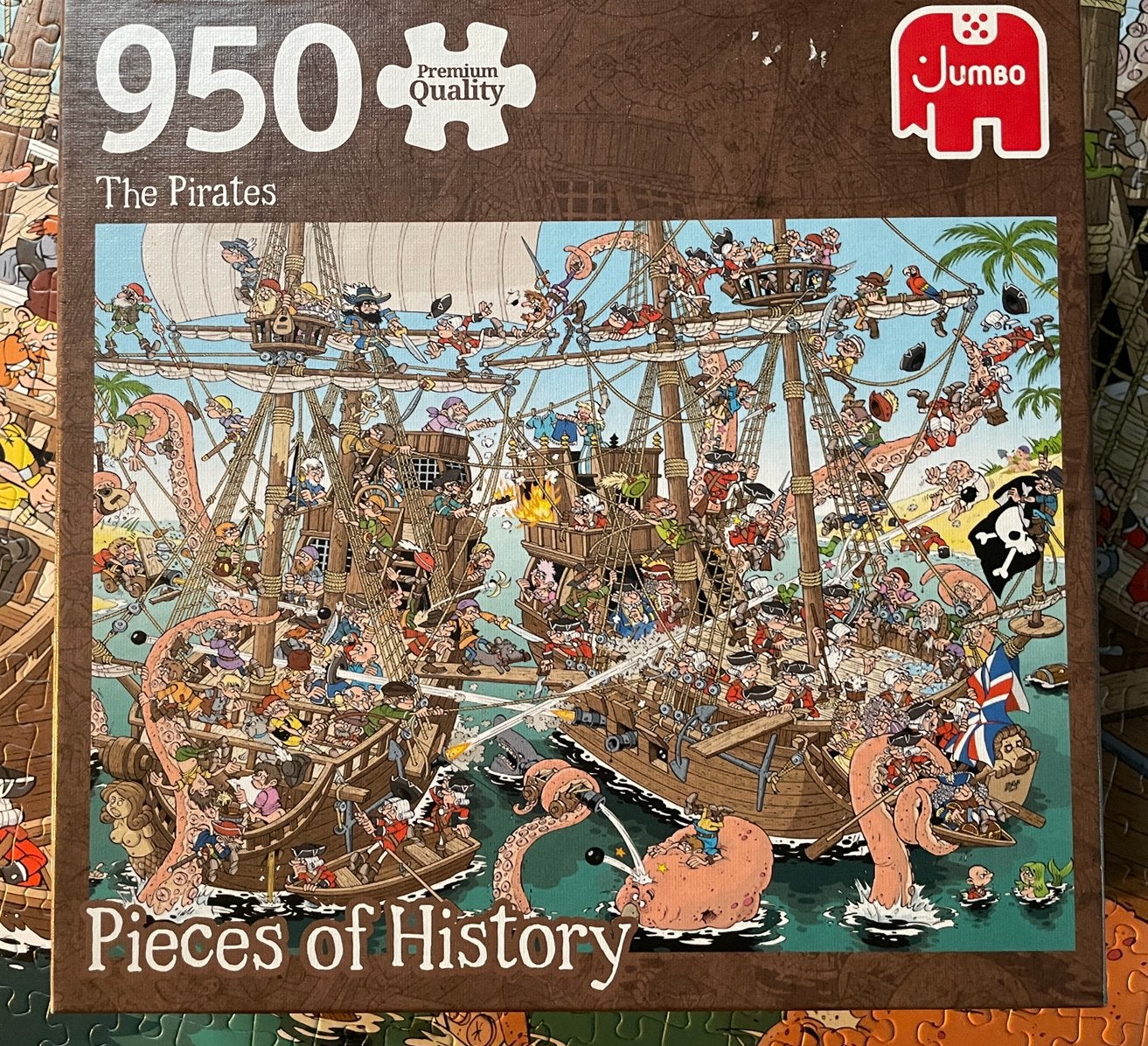 Jumbo legpuzzel 950 stukjes pieces of history Pirates, Verzenden, 500 t/m 1500 stukjes, Zo goed als nieuw, Legpuzzel