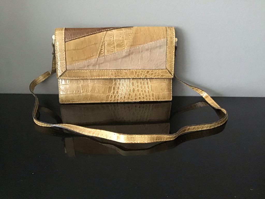 Dames handtas van echt leer, Made in Italy, Ophalen, Gebruikt, Geel, Handtas