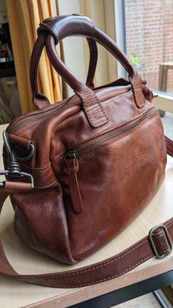 Cowboysbag The Little Bag nr. 1346 - Bruin leren handtas, Ophalen of Verzenden, Gebruikt, Bruin, Handtas
