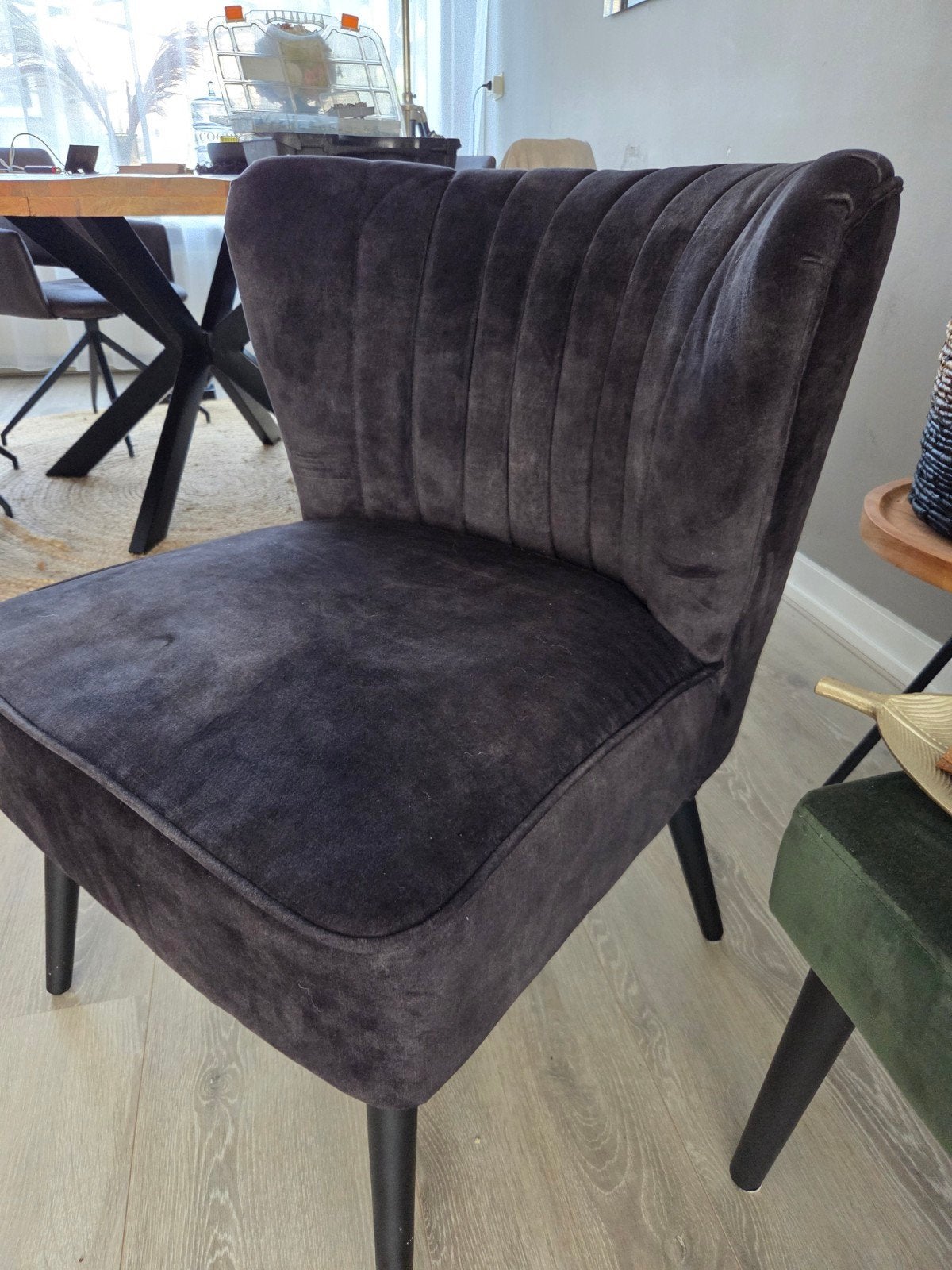 Zwart velvet fauteuil, Ophalen, Zo goed als nieuw, Stof