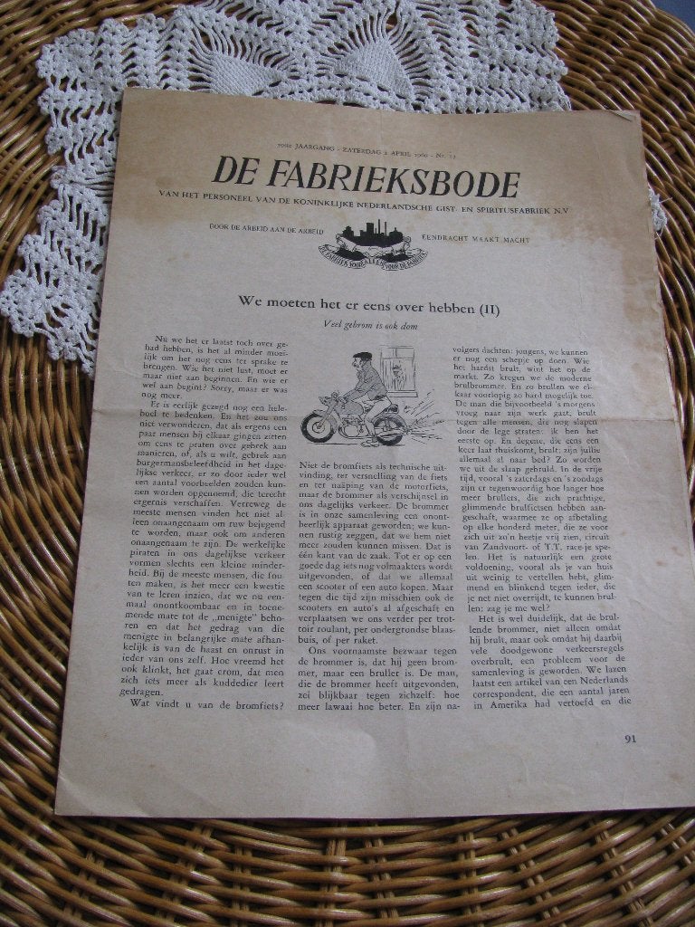 Gist & Spiritus fabriek Delft * Fabrieksbode * 02.06.1960, Ophalen of Verzenden, Gelezen