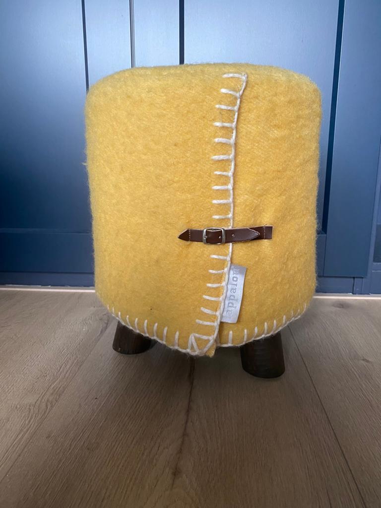 Geel poefje van Lappalou, Ophalen, Minder dan 50 cm, Gebruikt, Rond