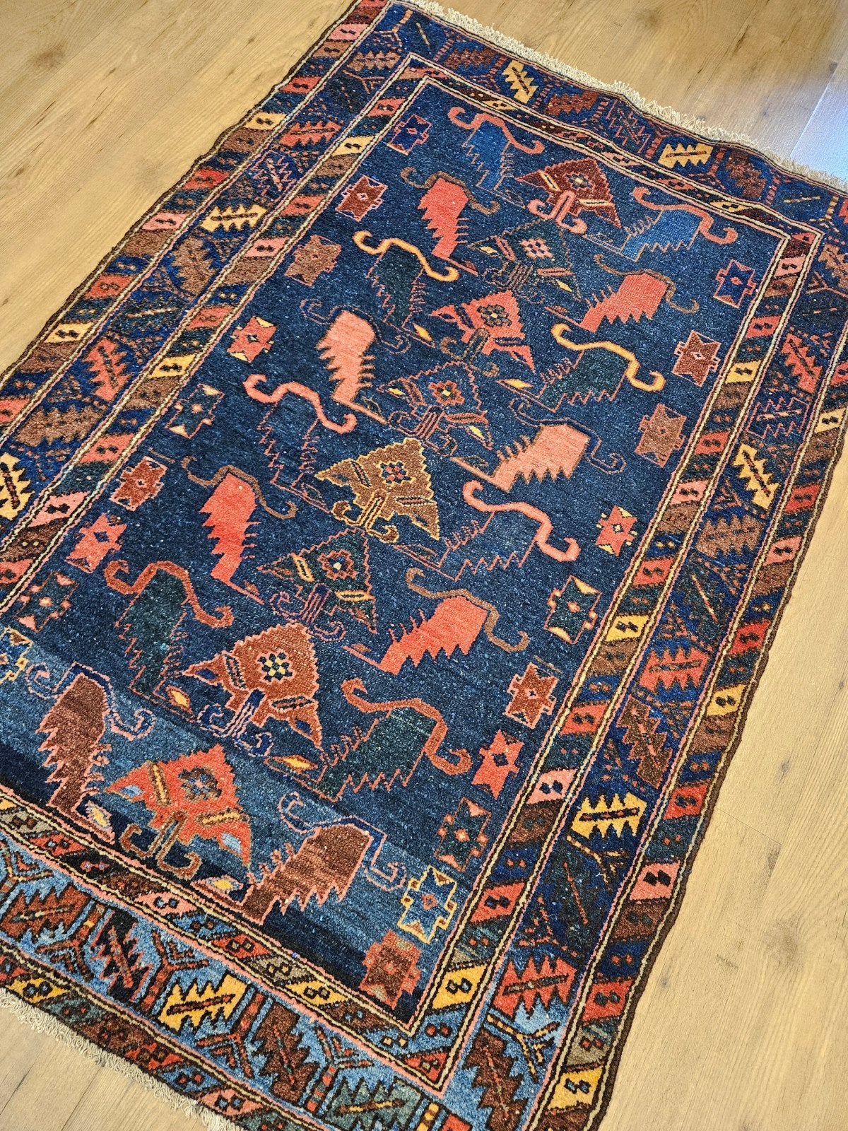 Vintage handgeknoopt perzisch tapijt hamadan 165x113, Info@SlatsAntiek.nl, Tweedehands, 100 tot 150 cm, Perzisch