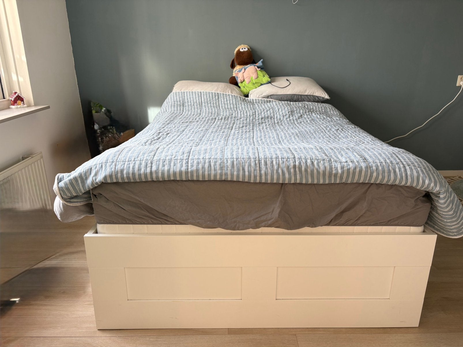 Ikea brimnes bed 140x200, Ophalen, Gebruikt, Wit, Tweepersoons