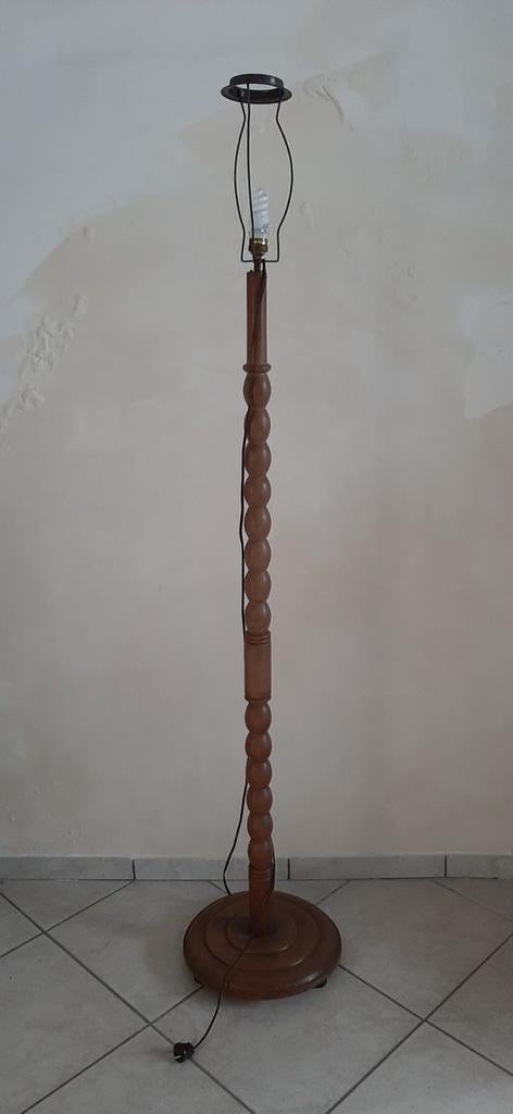 Vintage vloerlamp Amsterdamse School, jaren '30, houten voet, Ophalen