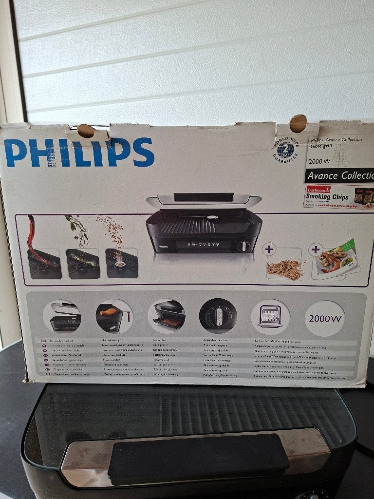 Philips tafelgrill HD 6360, Witgoed en Apparatuur, Contactgrills, Zo goed als nieuw, Uitneembare platen, Vaatmachinebestendige platen