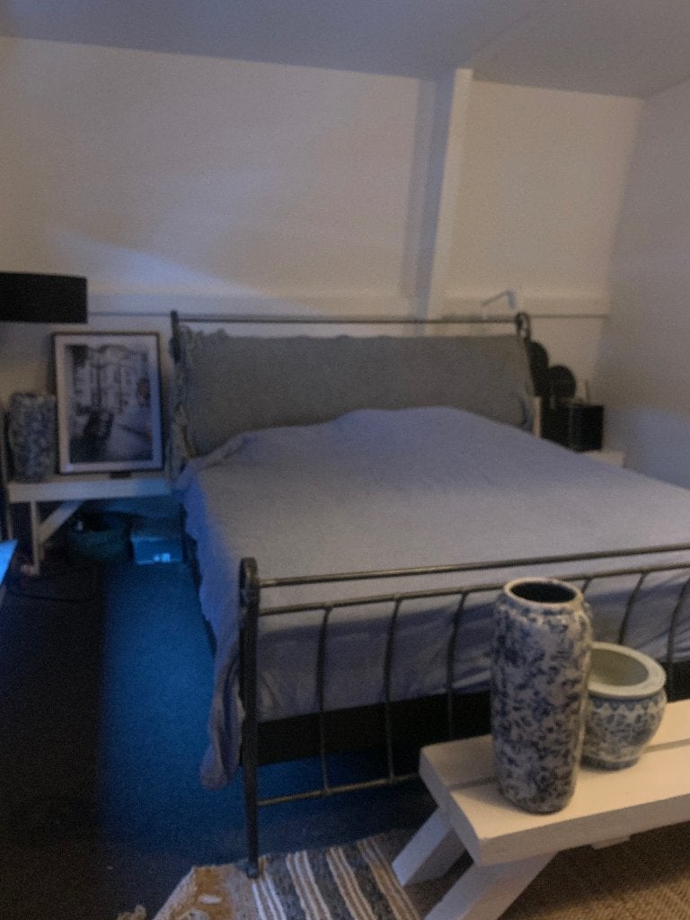Stalen spijlen bed 2 persoon 180x 200 m auping spiraal 2x 90, Huis en Inrichting, Slaapkamer | Bedden, Ophalen, Zwart, Tweepersoons