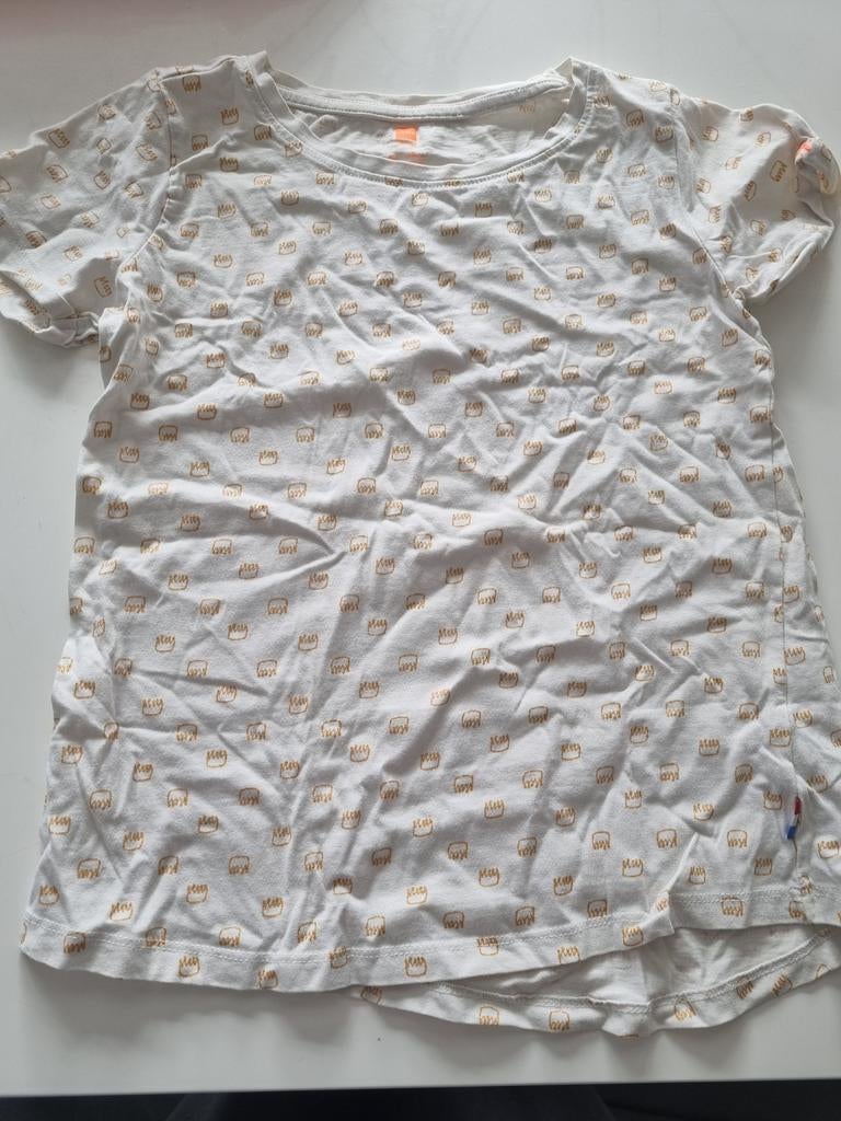 Koningsdag t-shirt wit met gouden kroontjes maat 146-152, Meisje, Ophalen of Verzenden, Zo goed als nieuw, Shirt of Longsleeve