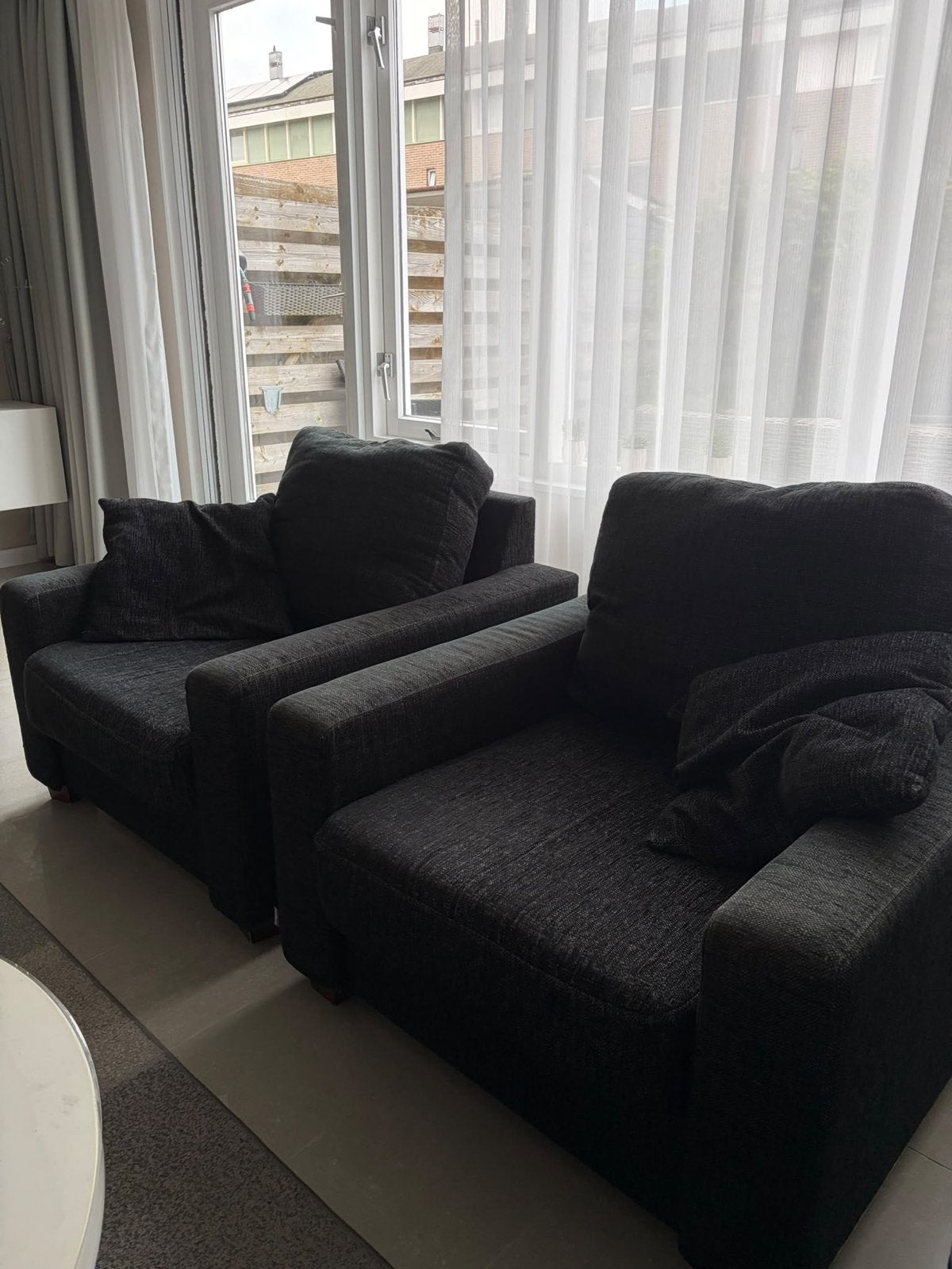 T.E.A.B.! Antraciet Loungebank met 2 Fauteuils - Haco, Ophalen, Gebruikt, Hoekbank, 200 tot 250 cm