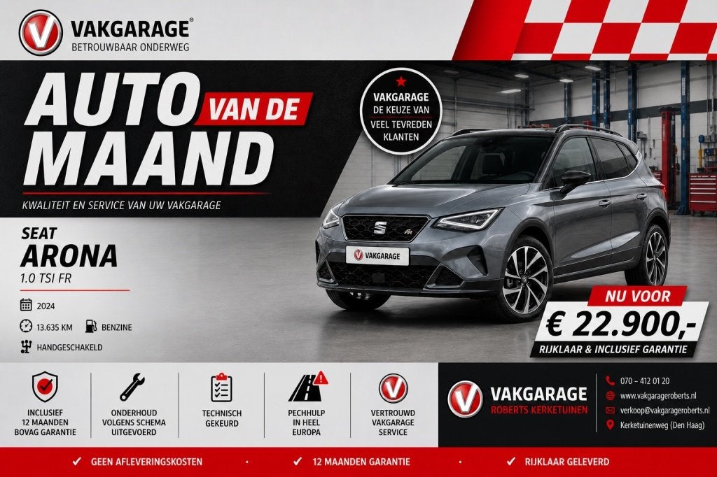 SEAT Arona 1.0 TSI FR Business Connect Carplay Clima Virtual, Auto's, Keurmerk '100% Onderhouden', Parkeersensor, Gebruikt, 95 pk