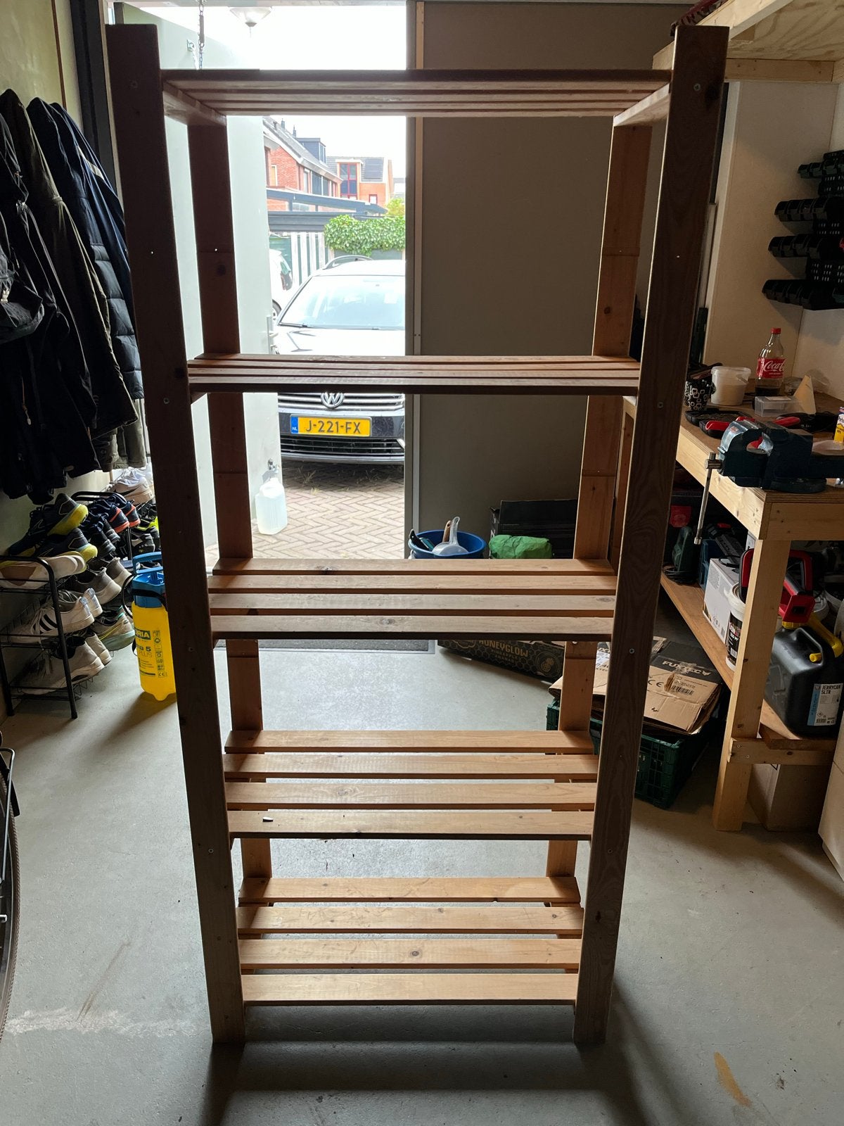 Houten opbergrek met 5 planken, Huis en Inrichting, Ophalen, Gebruikt